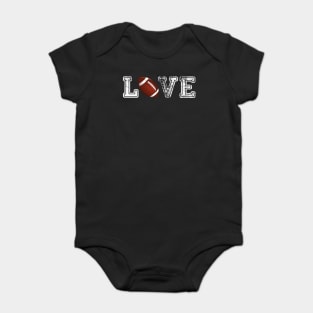 Rugby distressed ball t shirt cute dad mom love Baby Bodysuit